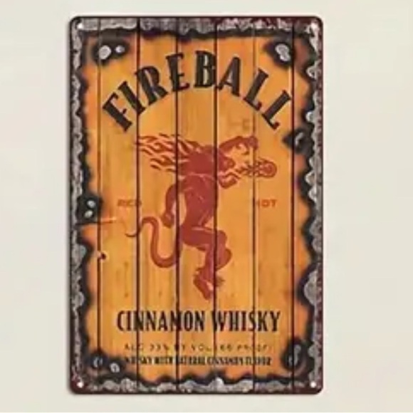 Fireball‎ Cinnamon Whiskey Tin Sign - Picture 1 of 6